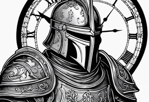 knight in heavy armor with clock tattoo idea