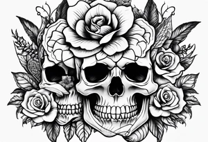 Floral arrangement with a snake and skull tattoo idea