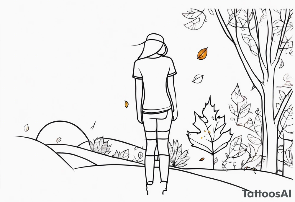 knee tattoo in fall color masculine design tattoo idea