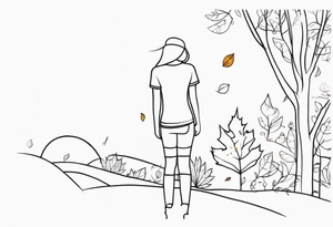 knee tattoo in fall color masculine design tattoo idea