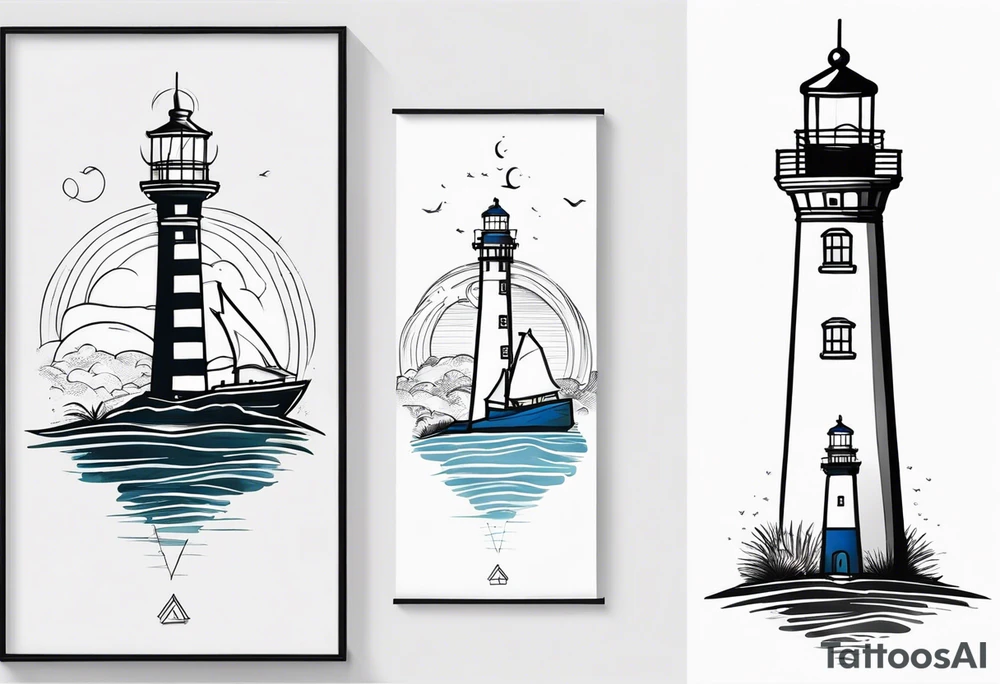 lighthouse fine line tattoo idea