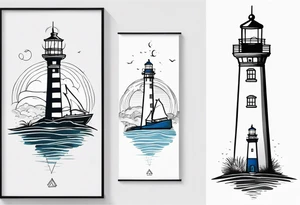 lighthouse fine line tattoo idea