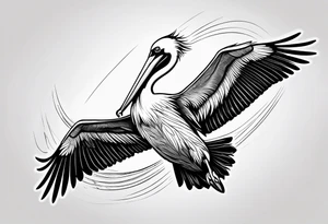 pelican flying super fast tattoo idea