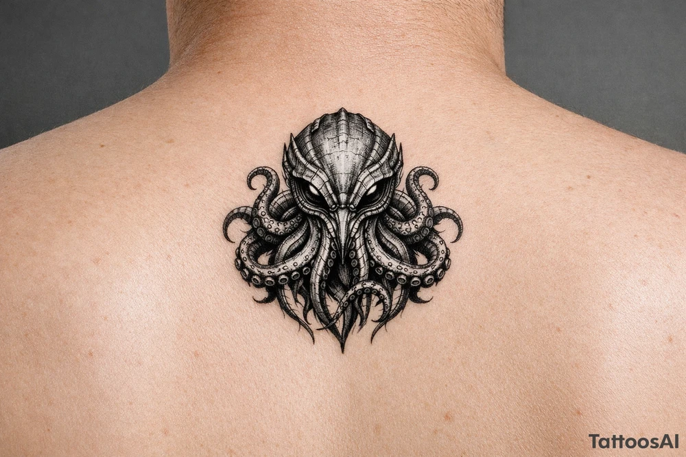 Alien octopus on the hand tattoo idea