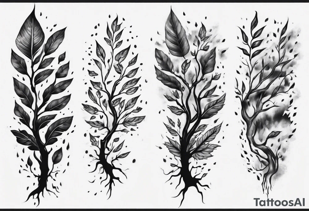 Double tree forearm alive with leaves tattoo idea