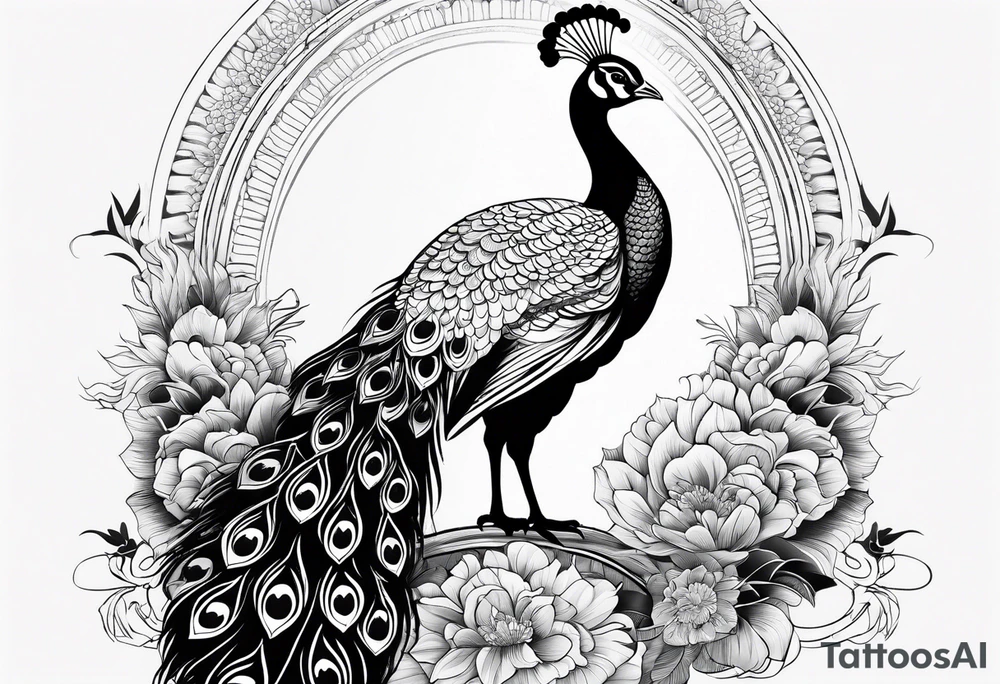 peacock along side a river tattoo idea
