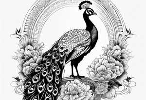 peacock along side a river tattoo idea