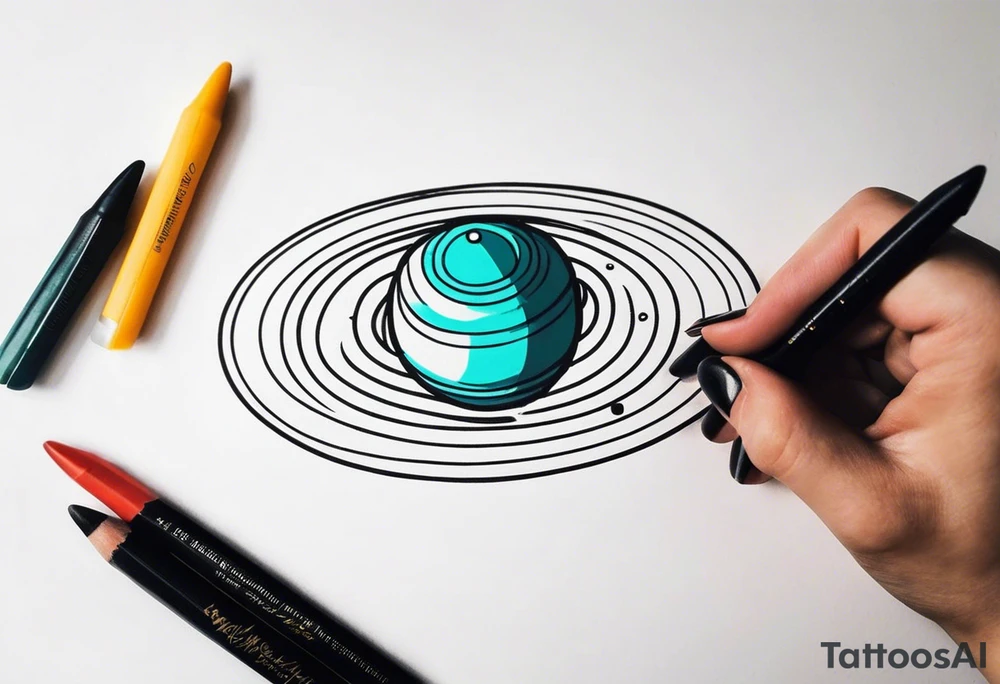 Spinning Saturn on your finger tattoo idea