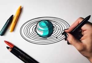 Spinning Saturn on your finger tattoo idea