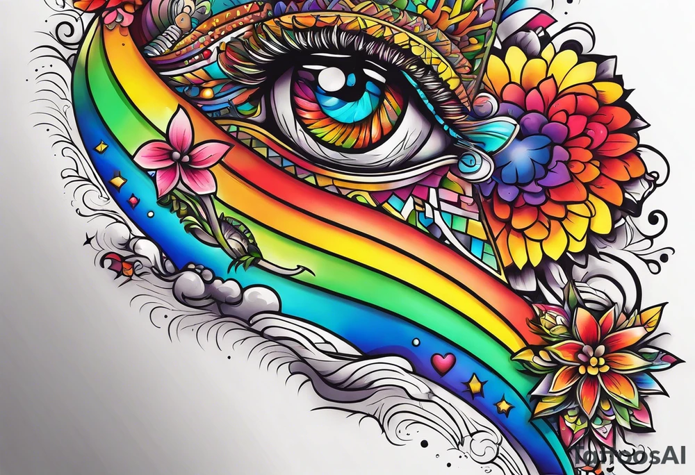 The words "You never walk alone" in rainbow colors tattoo idea