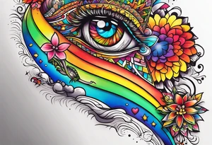 The words "You never walk alone" in rainbow colors tattoo idea