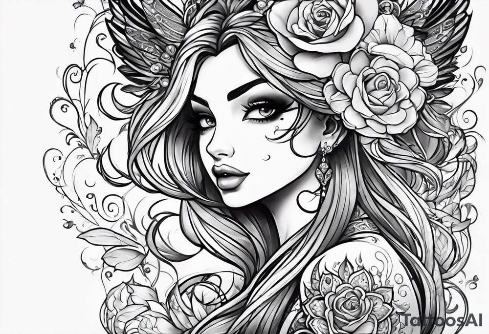 Tatuaje de columna con diseño de Disney tattoo idea