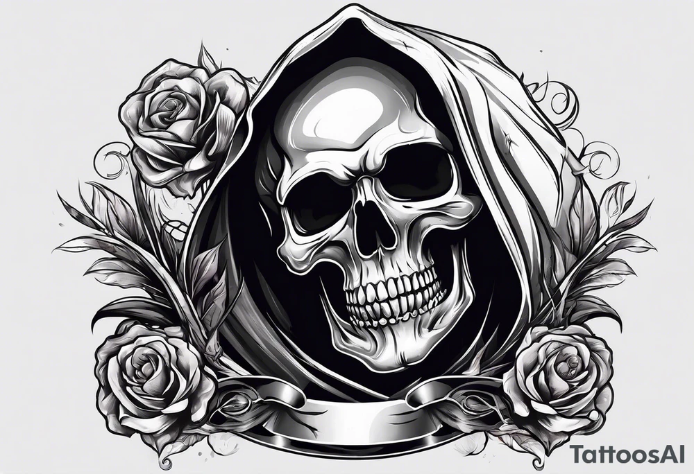 Skull with smoked grim reaper Real 1 tattoo idea