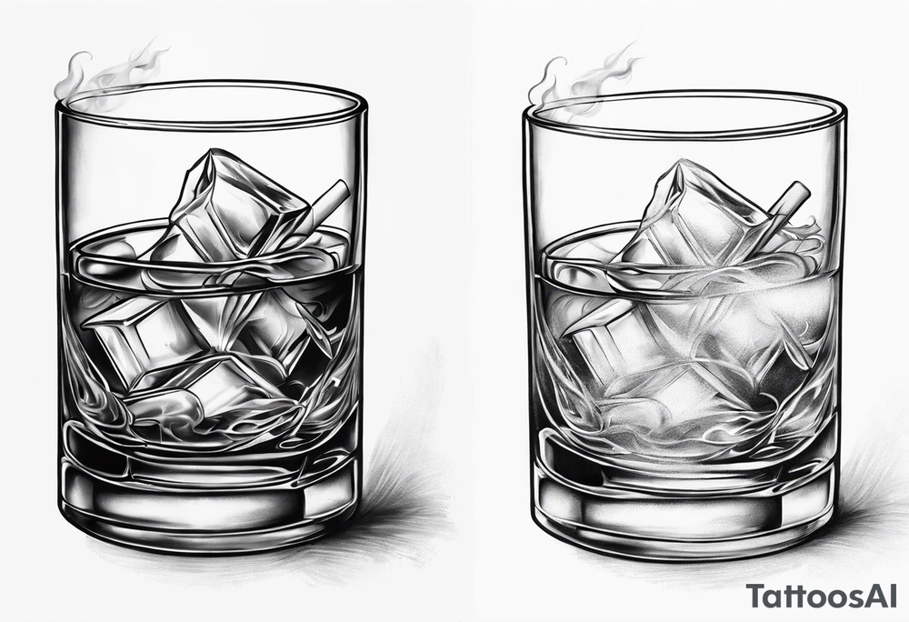 whiskey glass and a blunt smoke tattoo idea