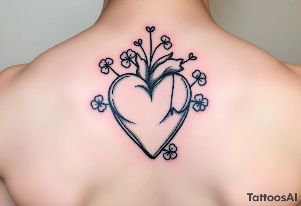 whimsical Heart with Shamrocks tattoo idea