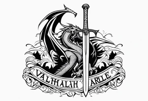 Valhalla death 
prayer sword dragon axe tattoo idea