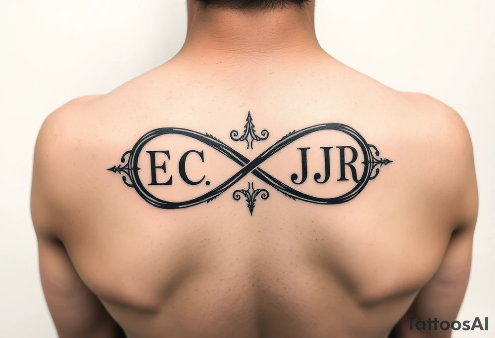 Unique infinity sign with INITIALS  ECD   AND CJR INCORPORATED INTO IT tattoo idea