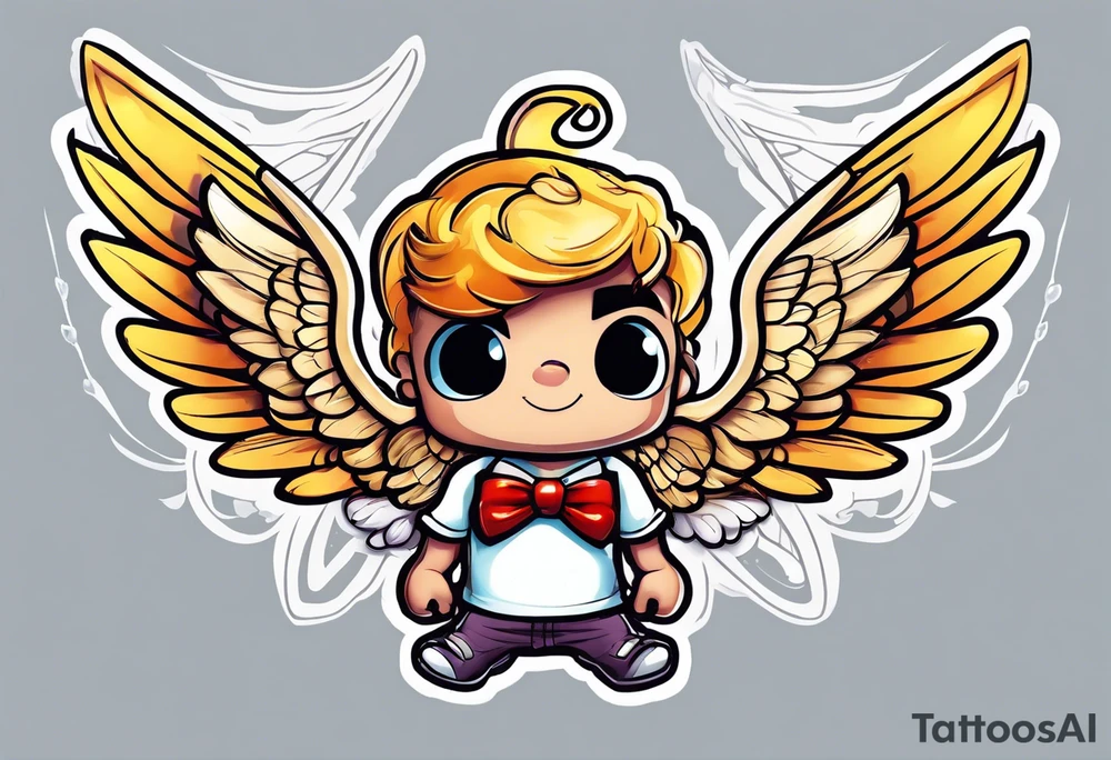 fly boy wings and a bow, cupido tattoo idea