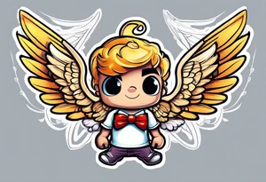 fly boy wings and a bow, cupido tattoo idea
