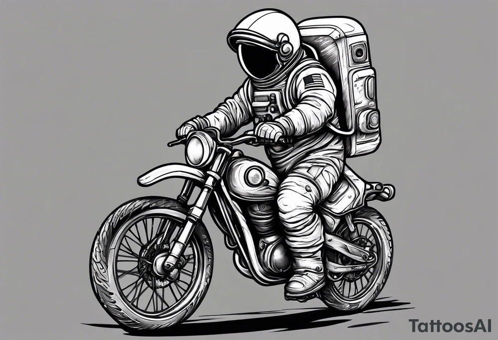 astronaut riding bicycle tattoo idea