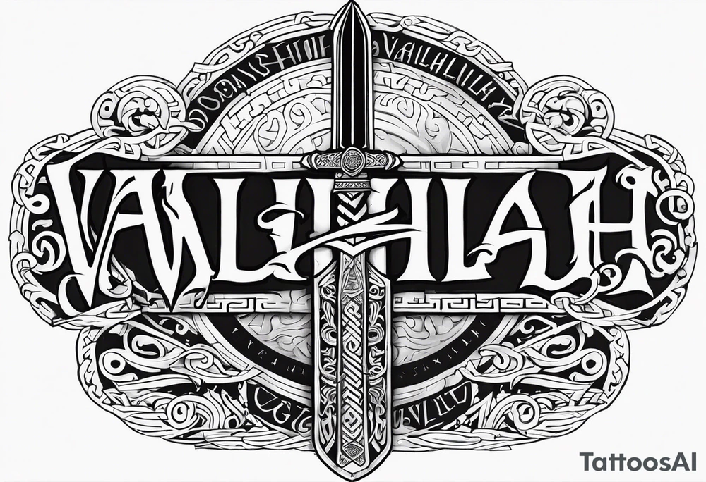 Viking sword Valhalla path tattoo idea