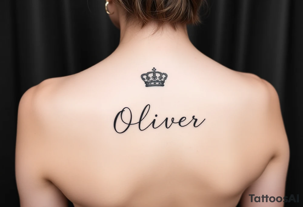 Name Oliver with a kings crown above the O tattoo idea