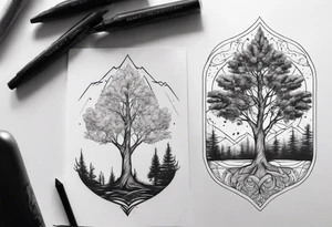 small minimalistic delicate with tree motif tattoo idea
