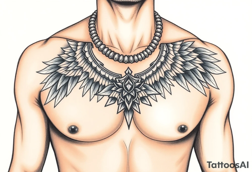 Indian chest color male tattoo idea