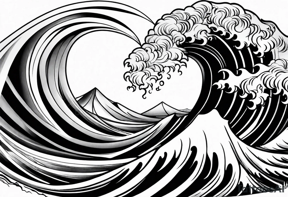 Fire rolling into water wave tattoo idea
