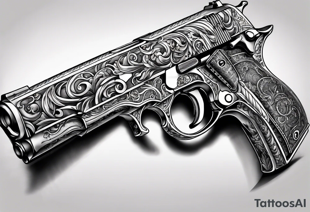 The letters AR with pistols on each side tattoo idea