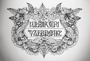 I want to create a small side neck tattoo which combines elements that represent my mother's last name, 'Yaber,' which originates from Lebanon, and my father's last name, 'Kleinert,' which is German tattoo idea