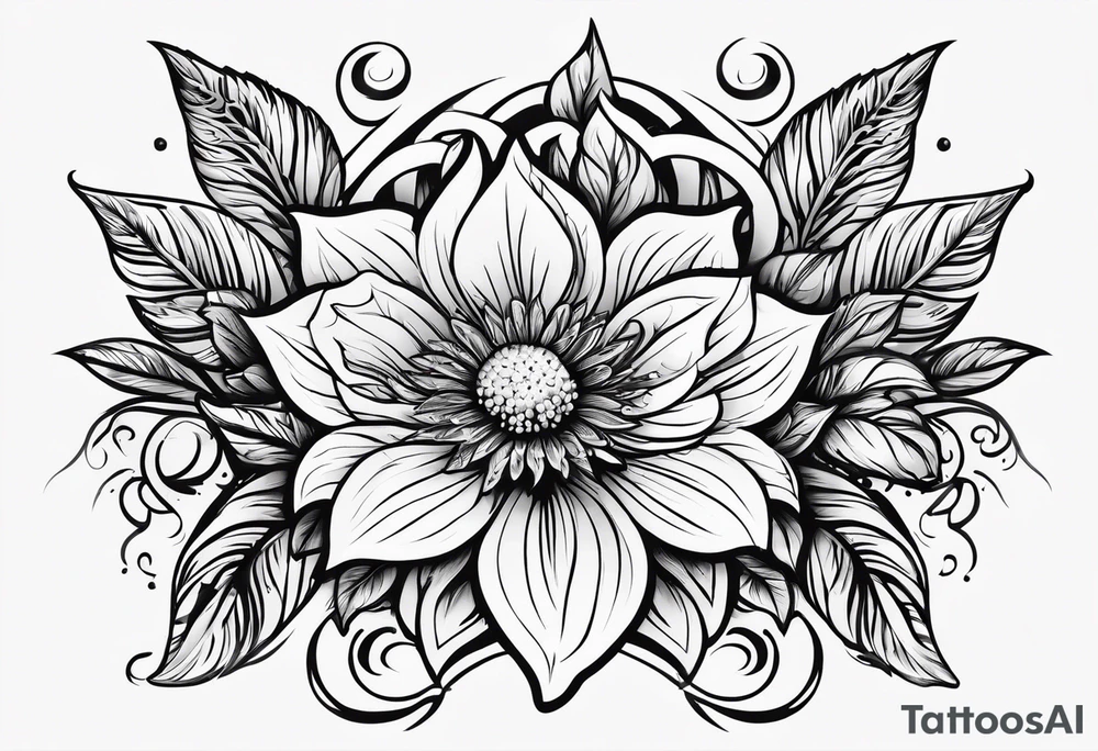 Flower logo with the word Alcadon tattoo idea
