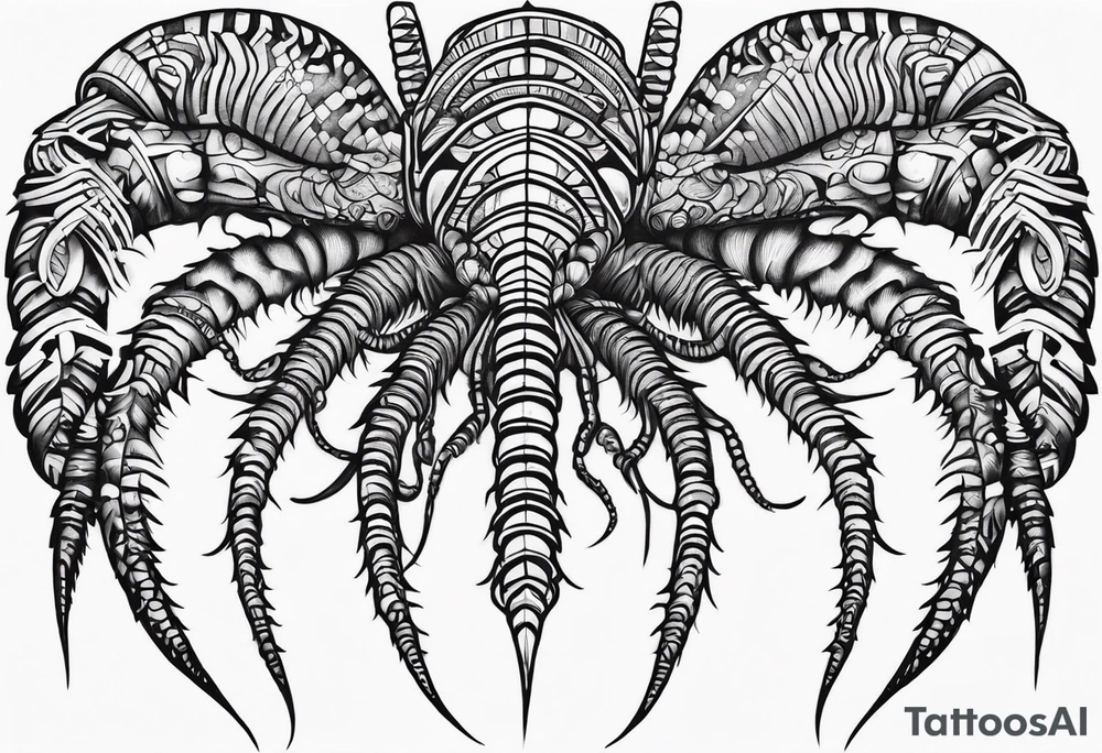 Long many legs tribal centipede tattoo idea