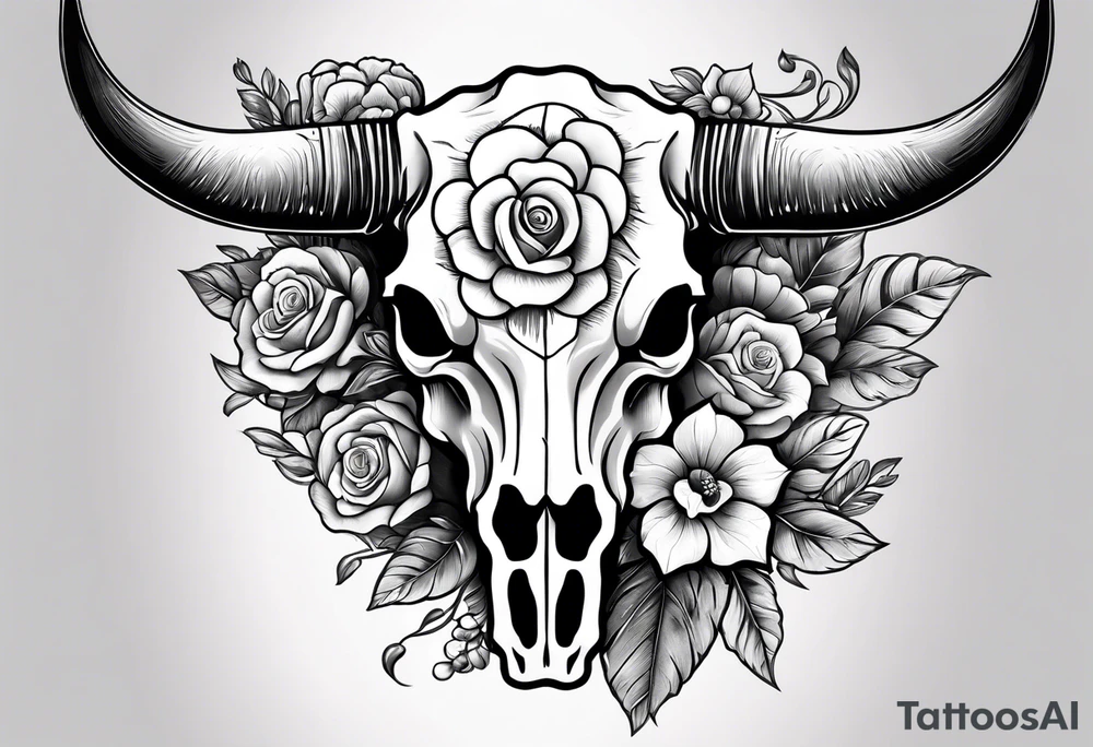 Forearm half sleeve. Western cow skull with flowers tattoo idea