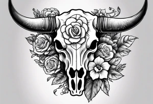 Forearm half sleeve. Western cow skull with flowers tattoo idea