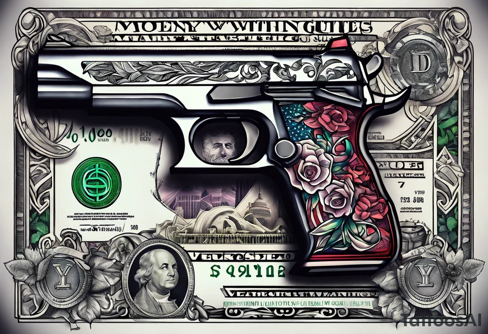 Money Withs Guns tattoo idea