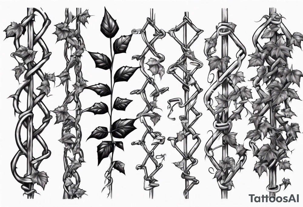 chain link fence with pointy ivy tattoo idea