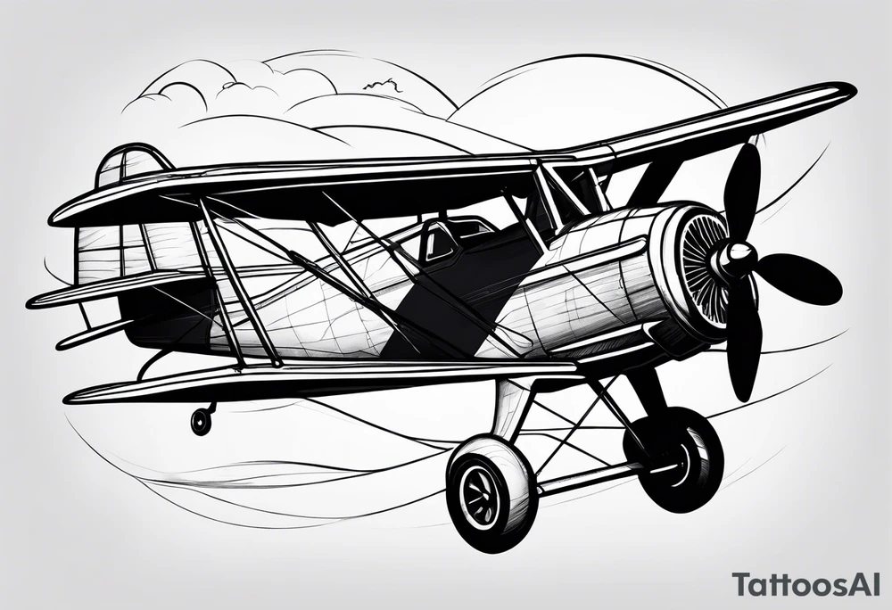 sketch of adventure plane in perspective from the bottom tattoo idea