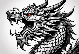 Animal head of a chinese dragon who is angry ONLY THE HEAD tattoo idea