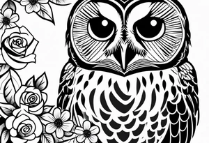 Barred owl, rose, paw print tattoo idea