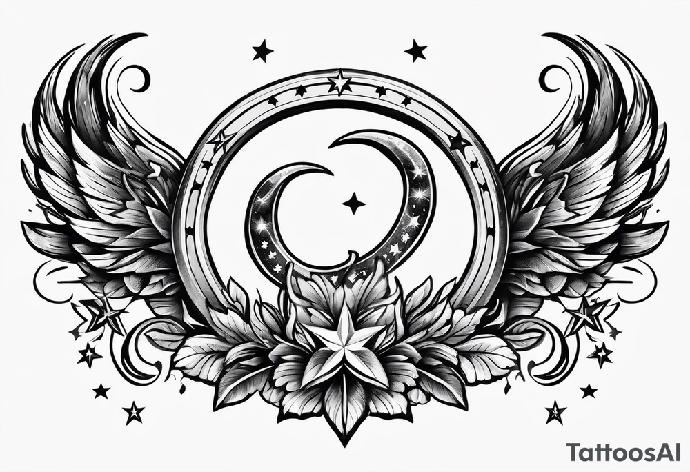 horseshoe with shooting stars tattoo idea