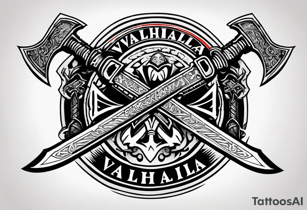 Valhalla  warrior soldier  Sword axe tattoo idea