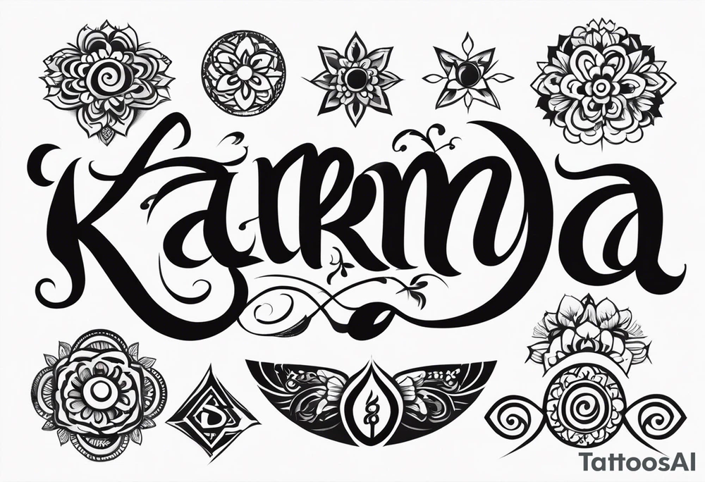 The word karma in different fonts tattoo idea