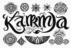 The word karma in different fonts tattoo idea