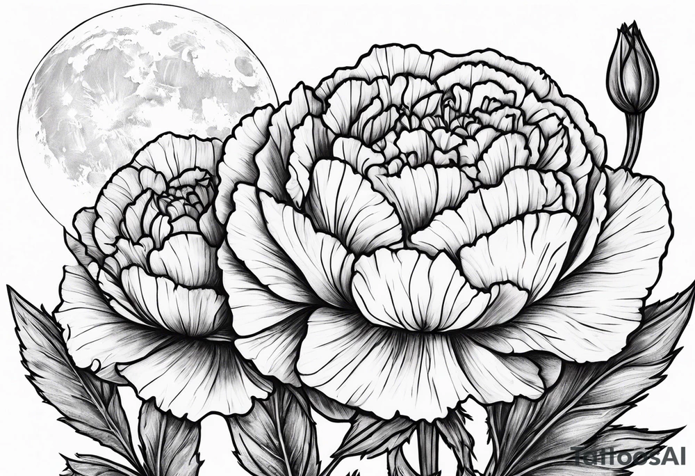 Full moon carnations tattoo idea
