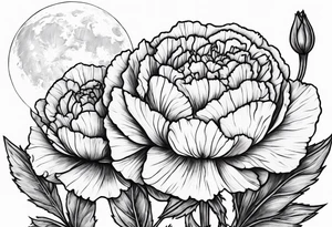 Full moon carnations tattoo idea