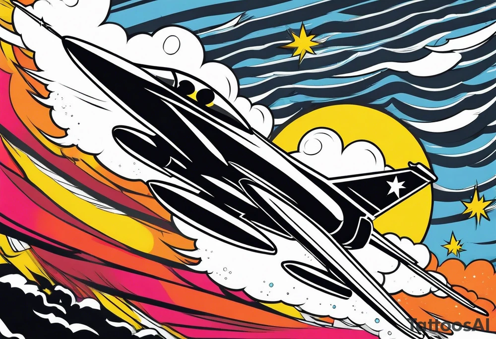 Fighter jet in a storm tattoo idea