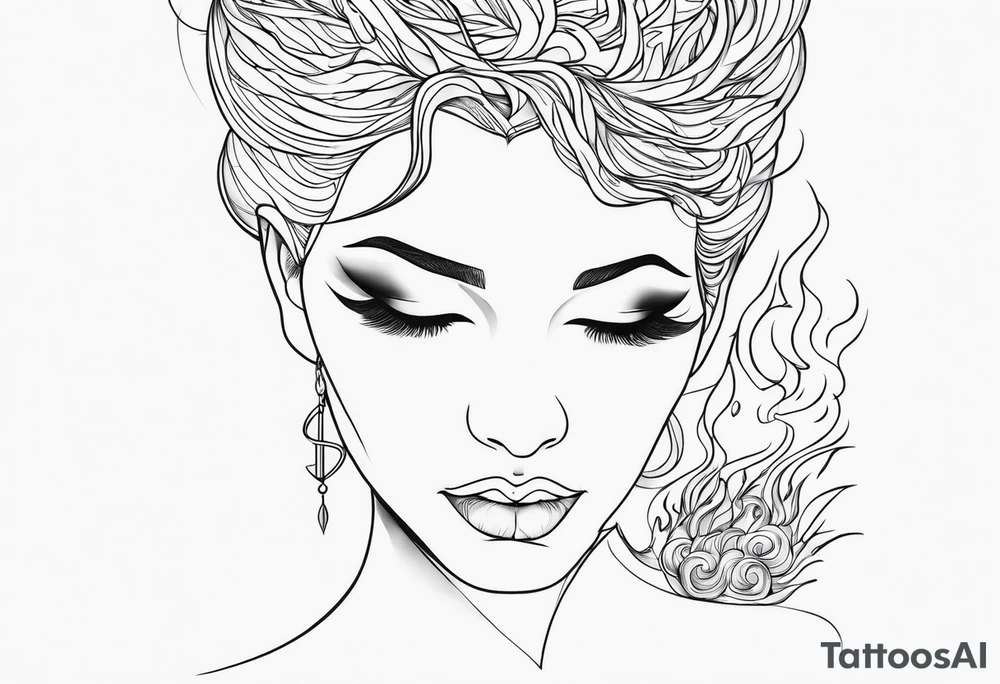 Fine line tatto , a fire with Que quote “ My God is consuming fire “ tattoo idea