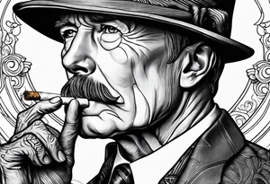 john d rockefeller smoking cigarette tattoo idea