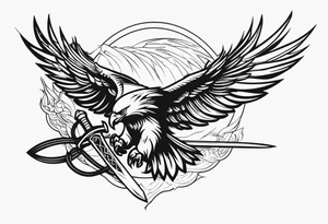 Eagle swooping with sword tattoo idea